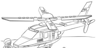 Libro imprimible para colorear del helicóptero de la policía para niños