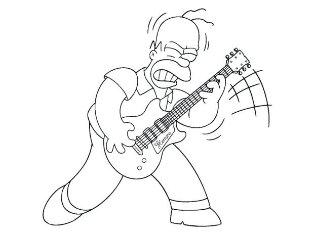 Libro da colorare Hommer Simpson suona la chitarra