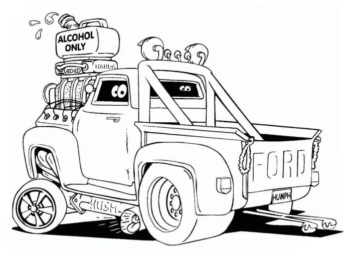 Hot Rod Ford printable coloring book