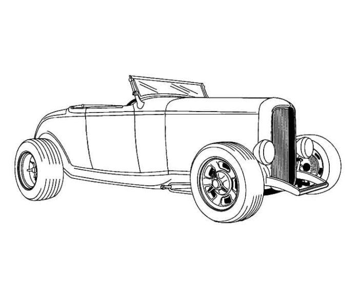 Hot Rod car coloring book to print