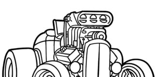 Livre de coloriage Hot Rod avec gros moteur à imprimer