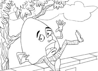 Colouring book Humpty Dumpty in the park to print
