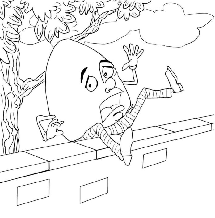 Livro de colorir Humpty Dumpty no parque