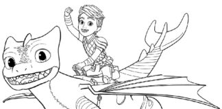 Livro colorido Dragon riders Rescue crew for kids to print