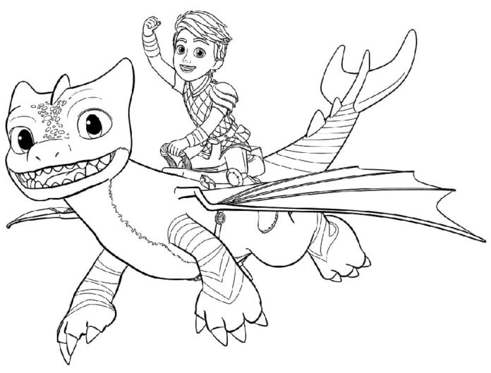 Färgbok Dragon Riders Rescue Crew för barn att skriva ut