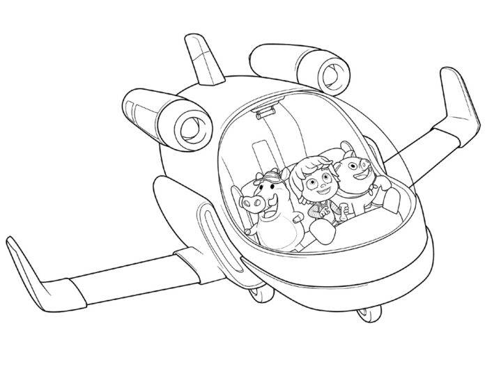 Livro para colorir Kazoops voar um avião para imprimir