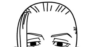 アニメ「東京リベンジャーズ」の龍宮寺賢の塗り絵が印刷可能