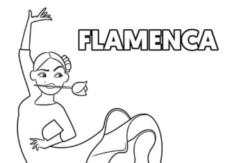 Libro para colorear La mujer baila el flamengo para imprimir