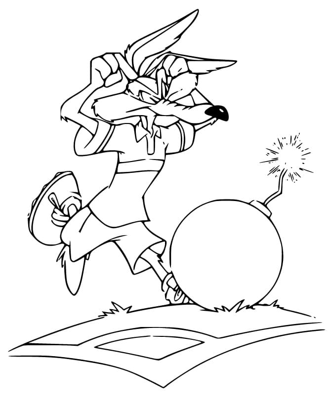 Coyote färgläggning bok Wile E och bomben