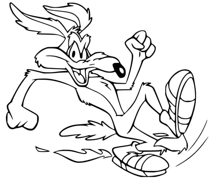 Livro colorido Coyote Wile E de um desenho animado imprimível