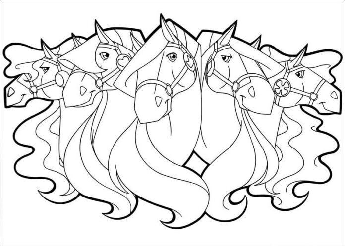 Printable coloring book Horseland horses and ponies
