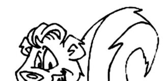 Kreslený skunk na vytlačenie