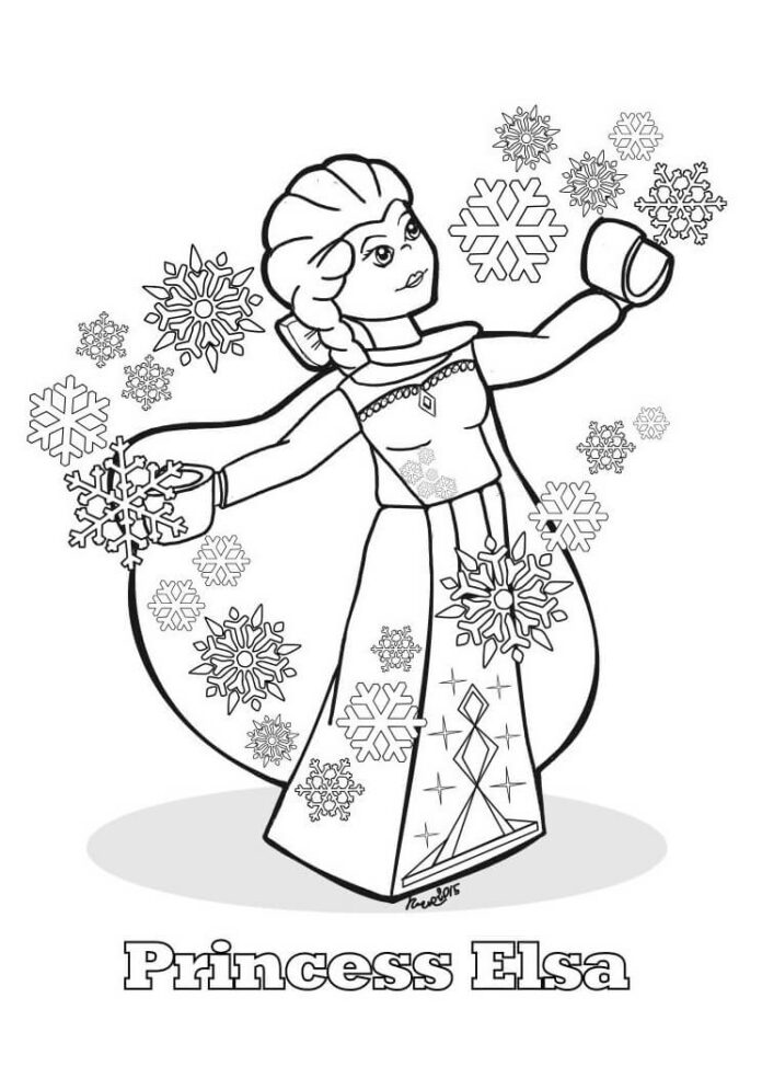 Printable Princess Elsa from Lego Ice Age coloring book