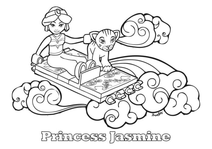 Libro da colorare stampabile Lego Principessa Jasmine