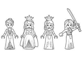 Lego princesses coloring book from fairy tale printable for girls