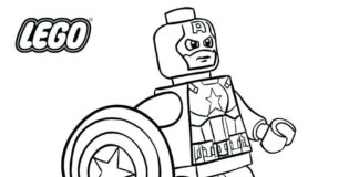 Kolorowanka Lego Captain America dla dzieci do druku