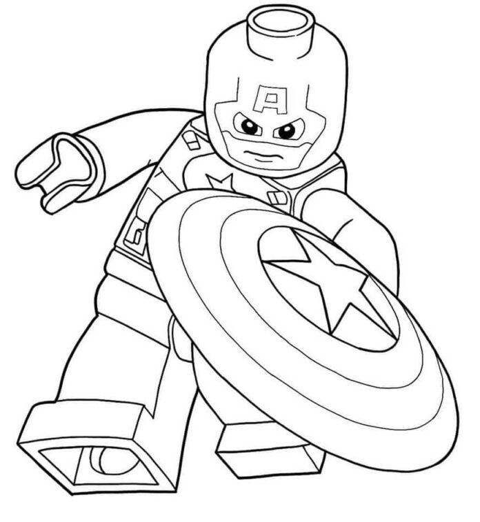 Livre de coloriage Lego Captain America avec Avengers à imprimer