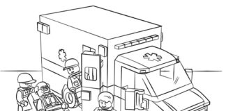 Lego City Ambulance and Doctors printable coloring book