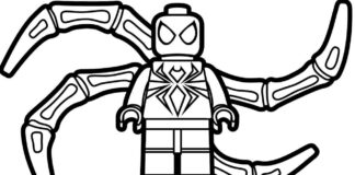 Lego Iron Spiderman nyomtatható színezőkönyv