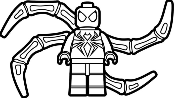 Lego Iron Spiderman printable coloring book