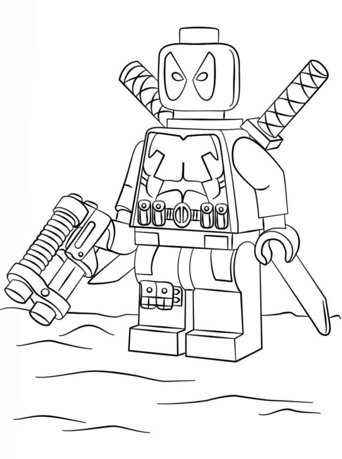 Lego Marvel Deadpool omaľovánky pre deti na vytlačenie