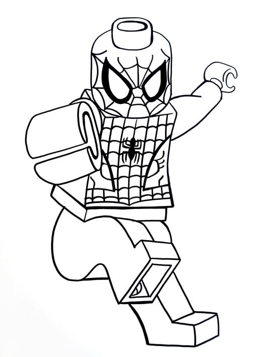 Lego Spider Man - en målarbok för barn som kan skrivas ut