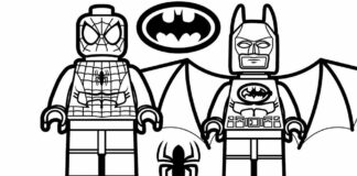 Livro para colorir Lego Homem-Aranha e Batman, imprimível