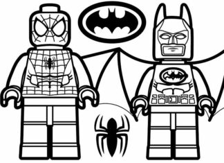 Kolorowanka Lego Spiderman i Batman do druku