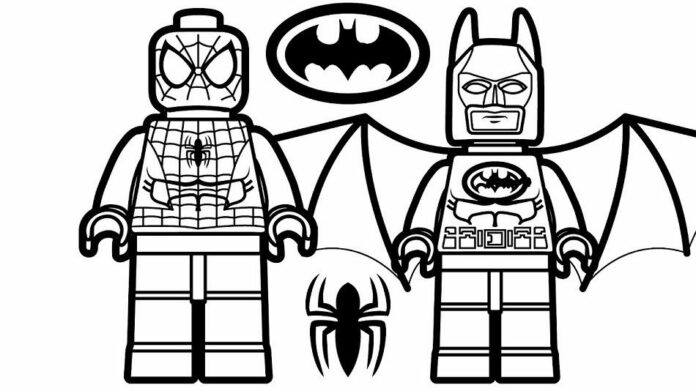 Lego Spiderman ja Batman tulostettava värityskirja