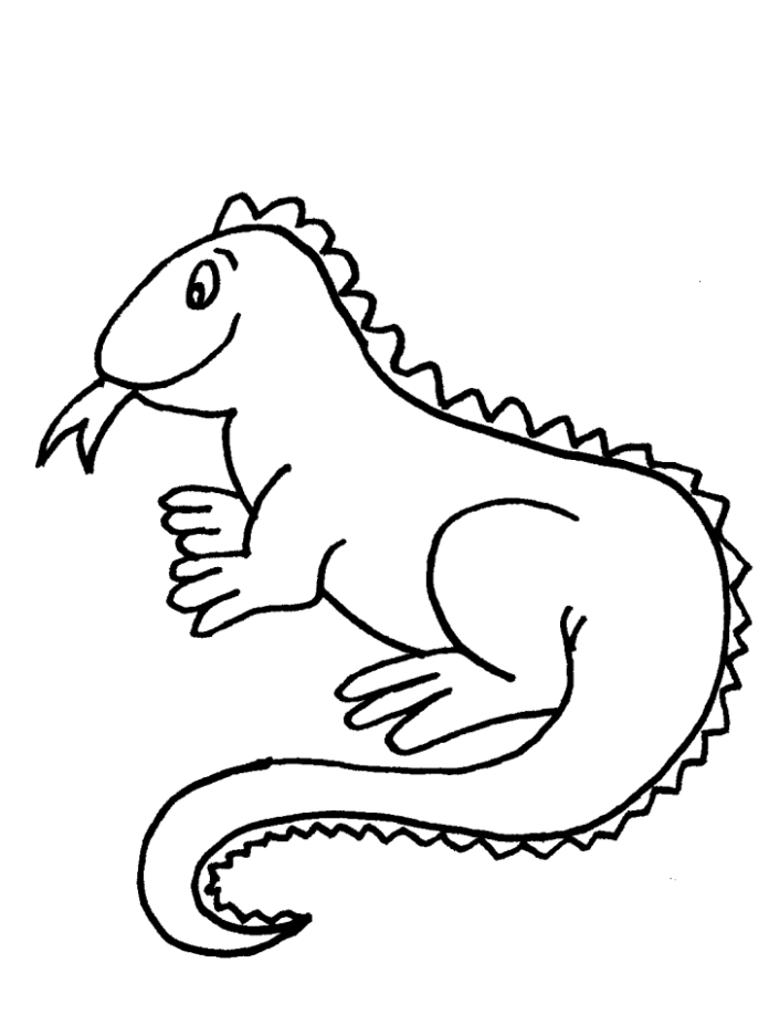 Printable coloring page iguana with tongue