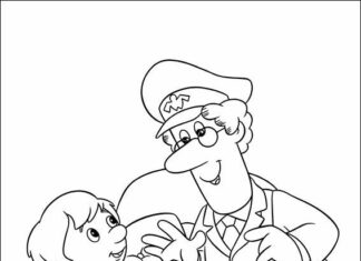 Letter carrier Pat coloring book of fairy tales for kids to print