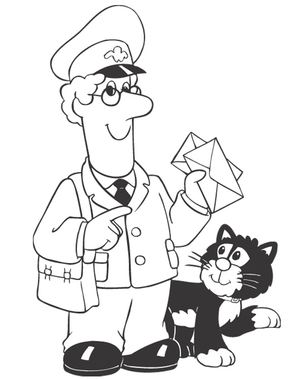 Letter carrier and letters coloring book