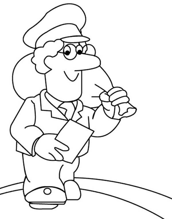 Letter carrier coloring book Postal courier like DPD, FEDEX, UPS Inpost