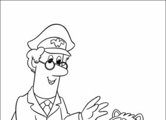 Letter carrier from the post office and letters for kids printable coloring book