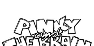 Kolorowanka Logo i napis Pinky i Mózg do druku