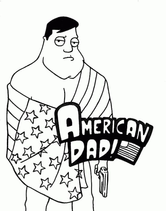 Färgbok med American Dad-logotyper och figurer som kan skrivas ut