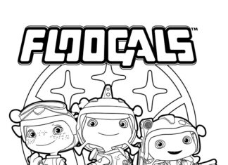 Logotipo para impressão e livro de coloração de caracteres de Floogals