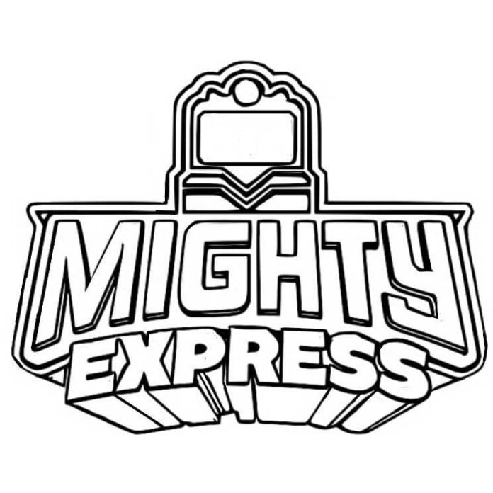 Kreslené logo Mighty Express na vymaľovanie pre deti na vytlačenie