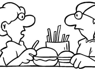 Coloring Book People Eat Fast Food to Print