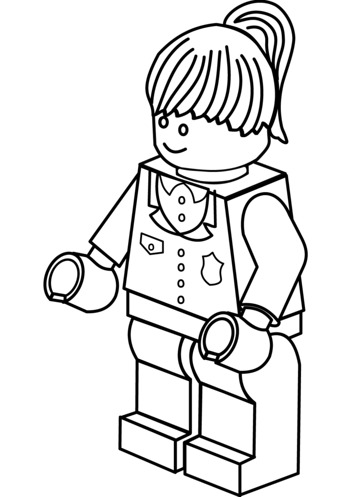 Livro para colorir com impressão da policia da cidade de Lego