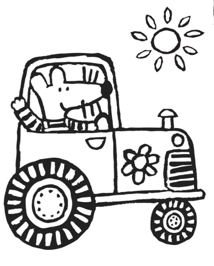 Maisy a traktor omalovánky k vytisknutí