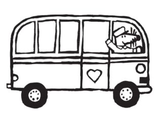 Kolorowanka Maisy jako kierowca autobusa do druku