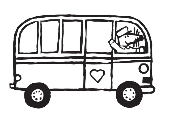 Maisyho maľovanka ako vodič autobusu na tlač