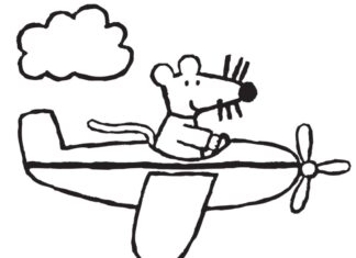 Printable coloring book of Maisy in the airplane