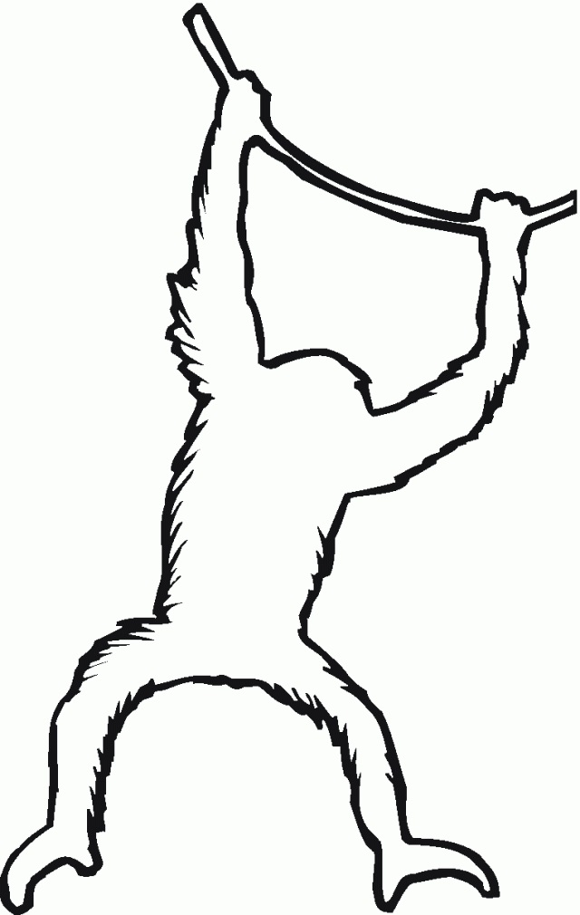 Printable coloring book Monkey zwiasa on a rope climber