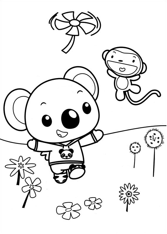 Livro para colorir macacos e garotos Tolee e Hoho imprimível