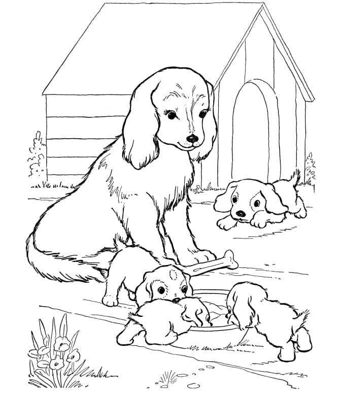 Libro para colorear en línea Mamás con cachorros