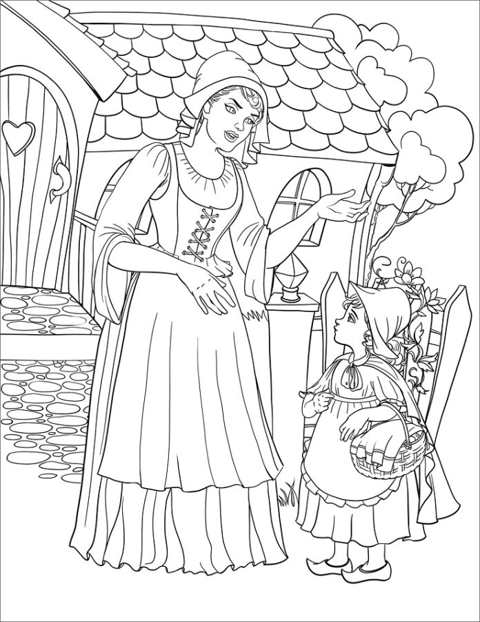 Livre à colorier "Maman et le Chaperon Rouge" (Mama and the Red Riding Hood)