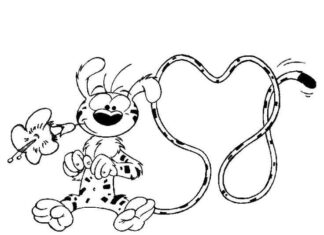 Marsupilami coloring book with flower walks to print