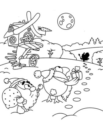 Livre de coloriage Santa Claus Kikoriki à imprimer et à mettre en ligne